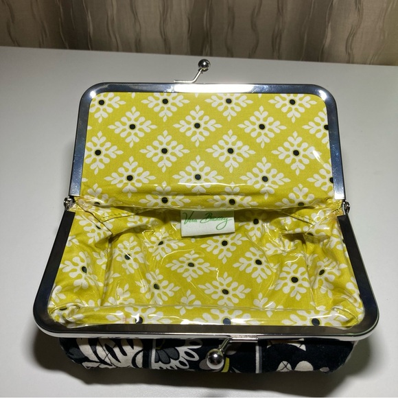 Vera Bradley Baroque Black Yellow Travel Kiss Lock Lined Cosmetic Makeup Bag - Picture 10 of 16